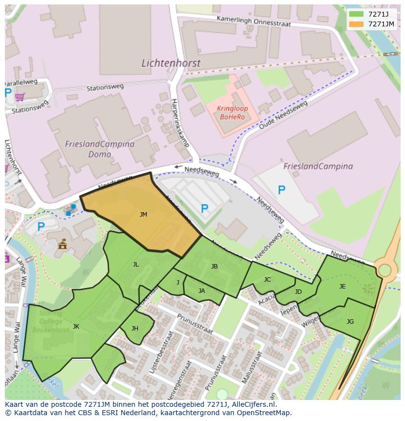 Afbeelding van het postcodegebied 7271 JM op de kaart.