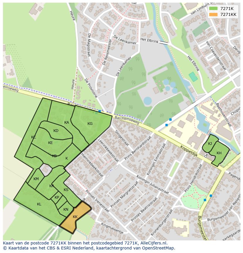 Afbeelding van het postcodegebied 7271 KK op de kaart.