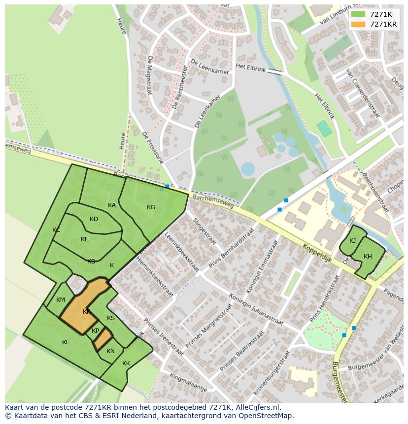 Afbeelding van het postcodegebied 7271 KR op de kaart.