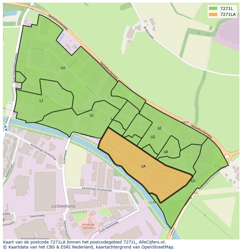 Afbeelding van het postcodegebied 7271 LA op de kaart.