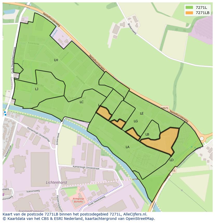 Afbeelding van het postcodegebied 7271 LB op de kaart.