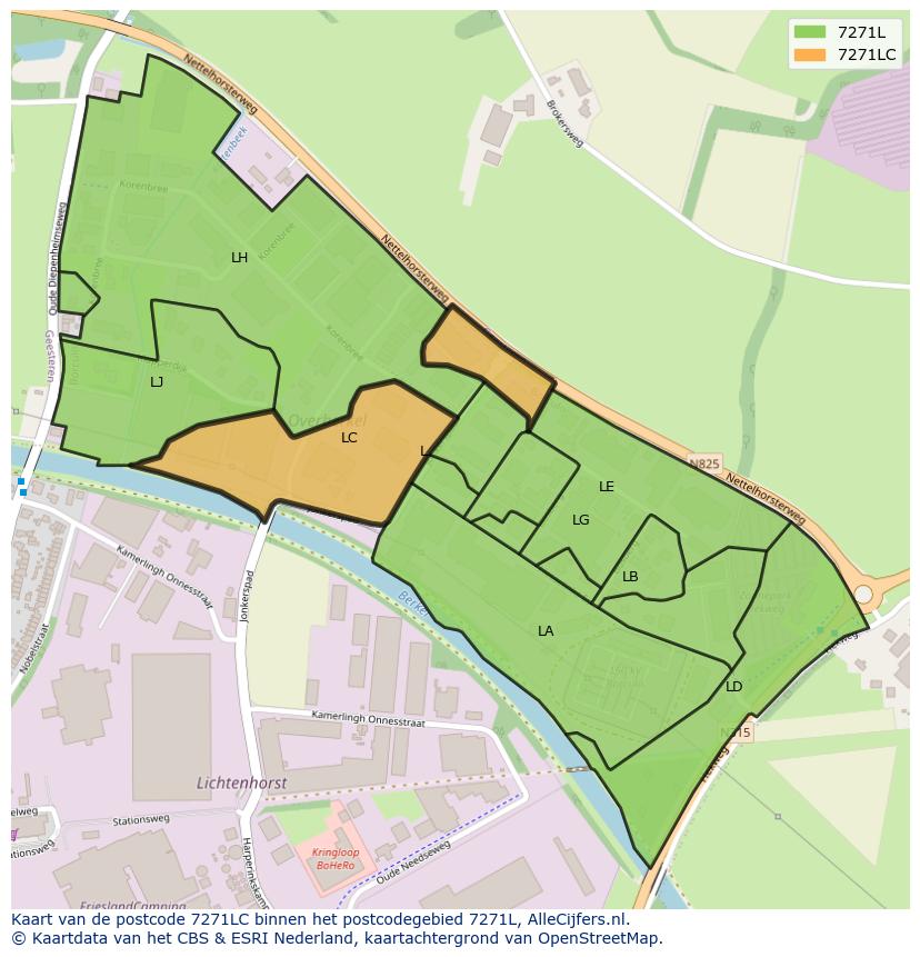 Afbeelding van het postcodegebied 7271 LC op de kaart.
