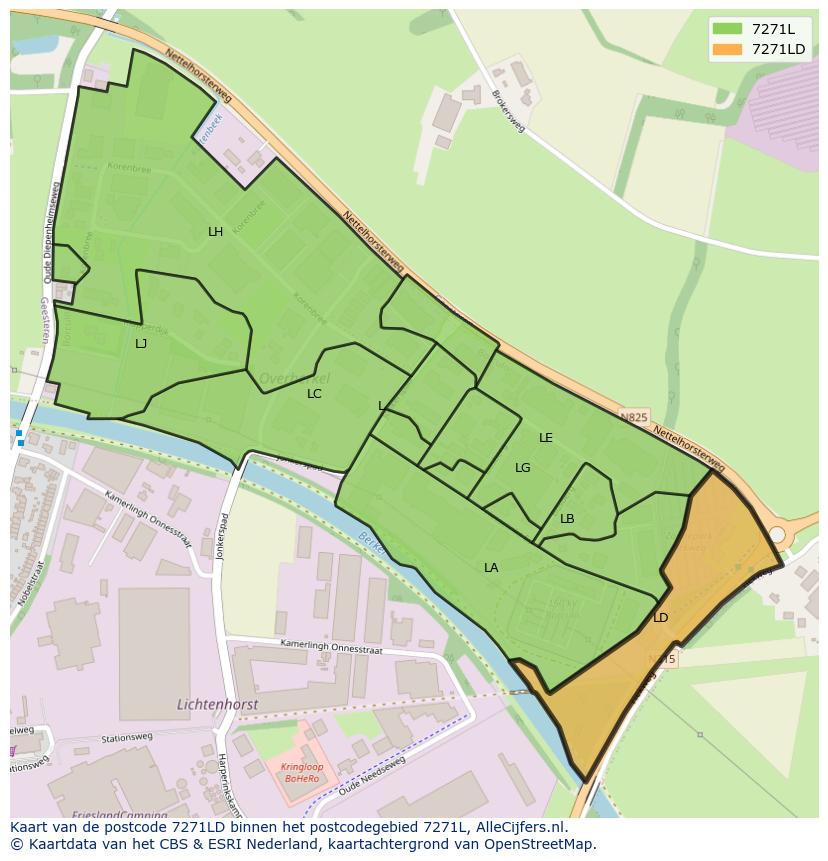 Afbeelding van het postcodegebied 7271 LD op de kaart.