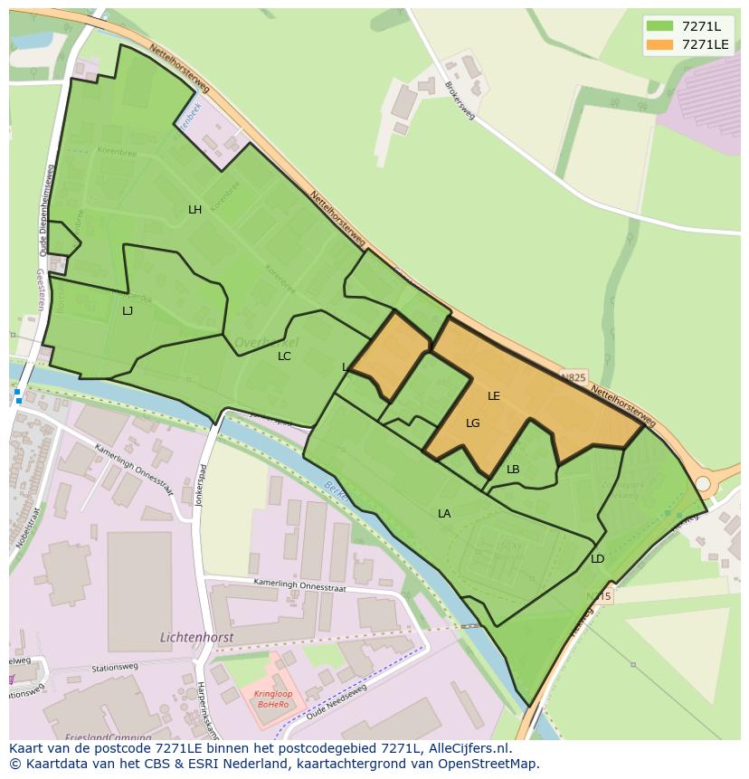 Afbeelding van het postcodegebied 7271 LE op de kaart.