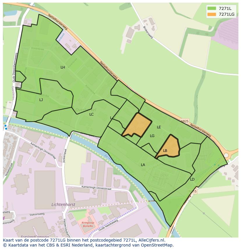 Afbeelding van het postcodegebied 7271 LG op de kaart.