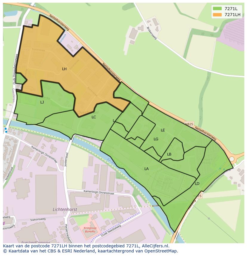 Afbeelding van het postcodegebied 7271 LH op de kaart.