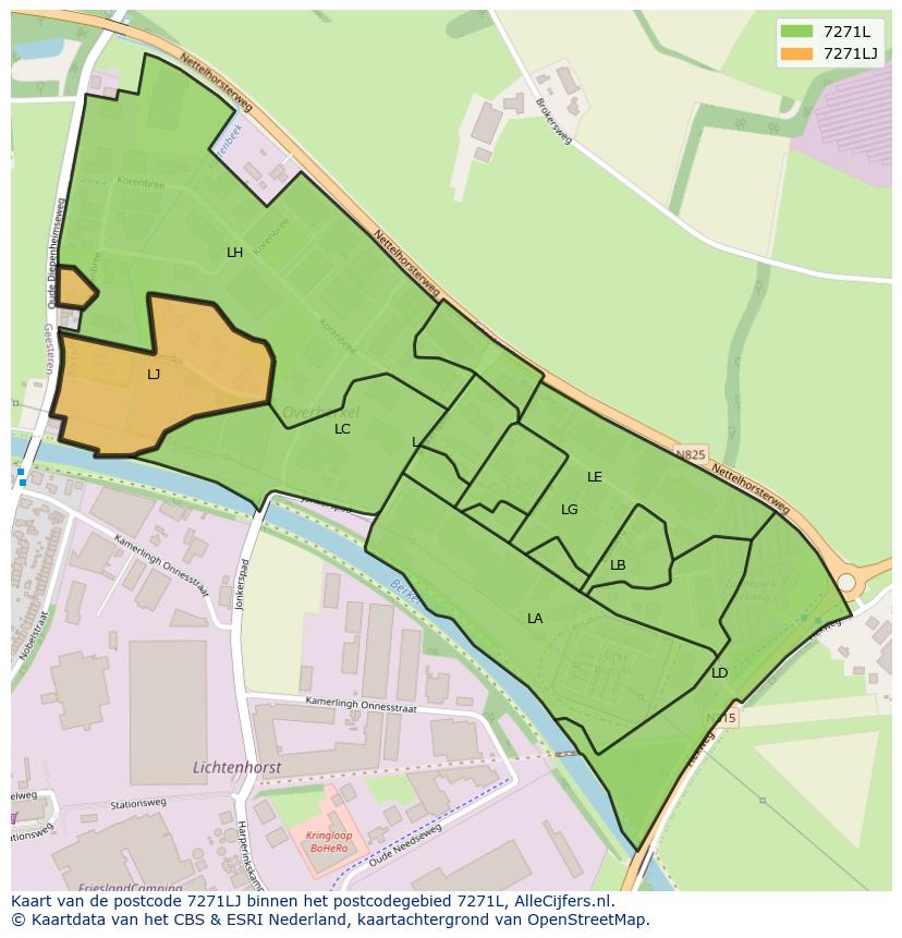 Afbeelding van het postcodegebied 7271 LJ op de kaart.