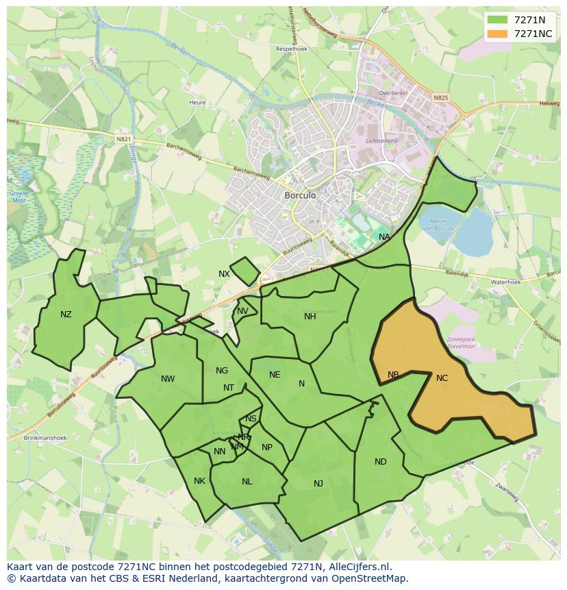 Afbeelding van het postcodegebied 7271 NC op de kaart.