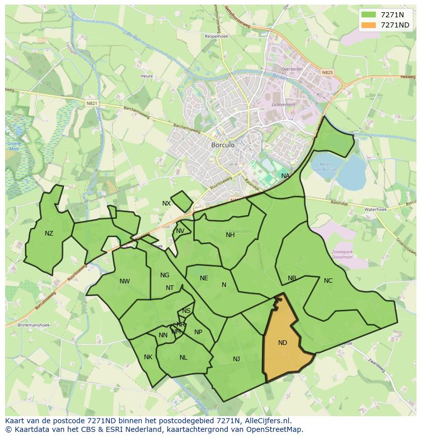 Afbeelding van het postcodegebied 7271 ND op de kaart.