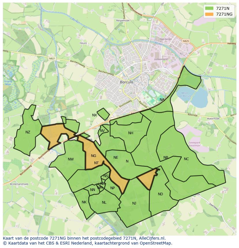 Afbeelding van het postcodegebied 7271 NG op de kaart.