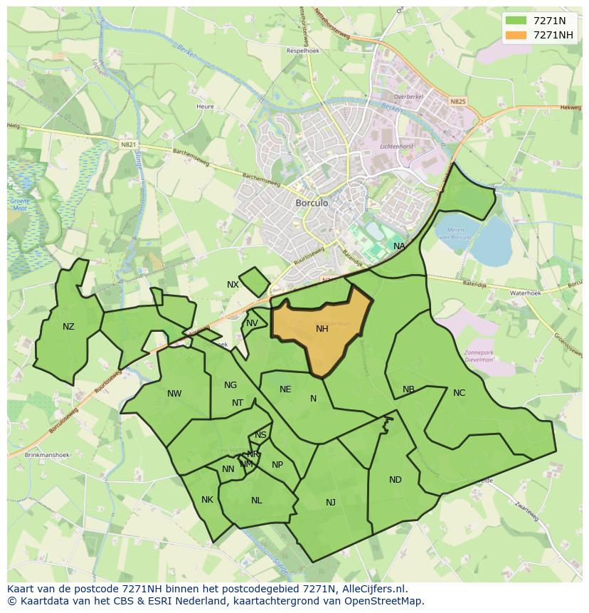 Afbeelding van het postcodegebied 7271 NH op de kaart.