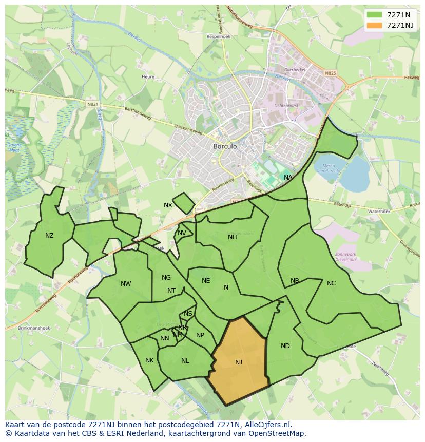 Afbeelding van het postcodegebied 7271 NJ op de kaart.