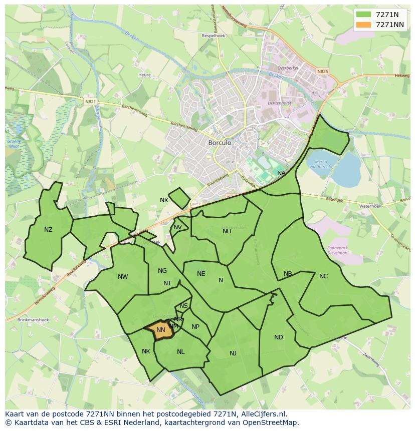 Afbeelding van het postcodegebied 7271 NN op de kaart.