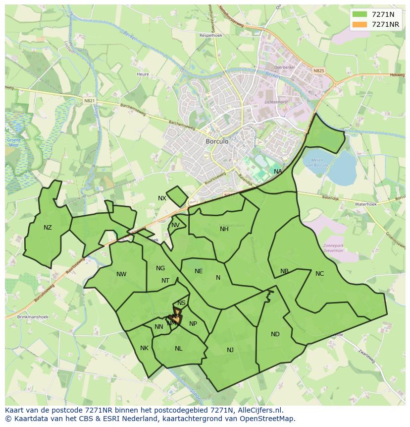 Afbeelding van het postcodegebied 7271 NR op de kaart.