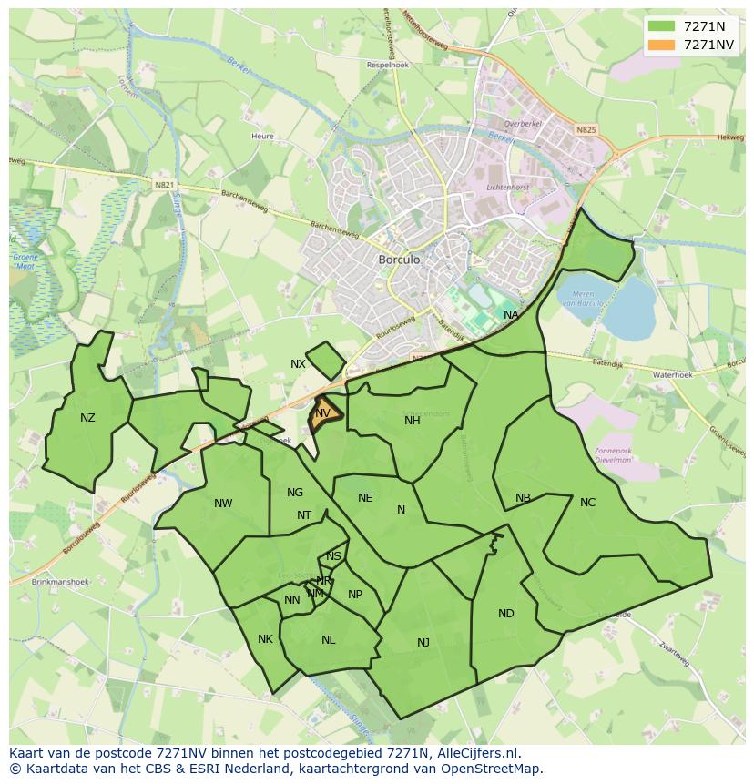 Afbeelding van het postcodegebied 7271 NV op de kaart.