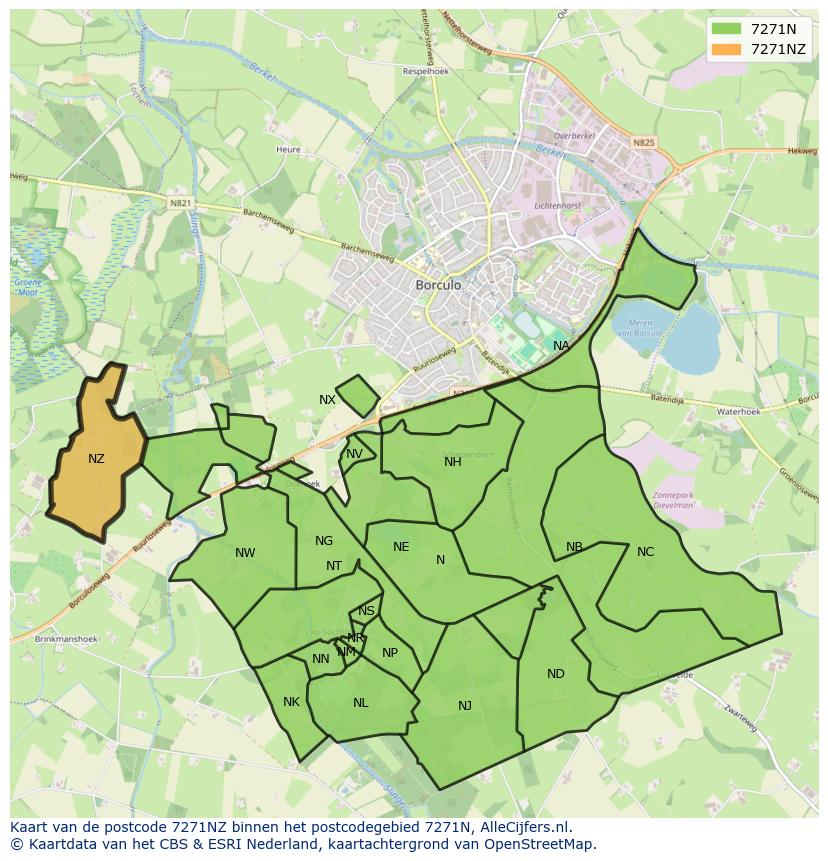 Afbeelding van het postcodegebied 7271 NZ op de kaart.