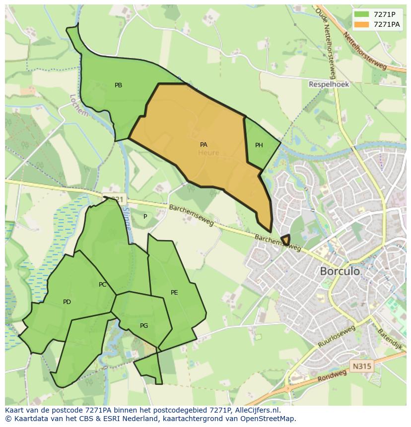 Afbeelding van het postcodegebied 7271 PA op de kaart.