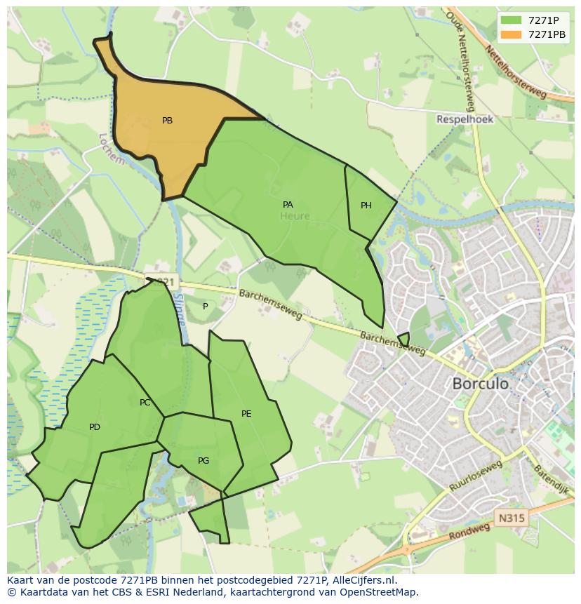 Afbeelding van het postcodegebied 7271 PB op de kaart.