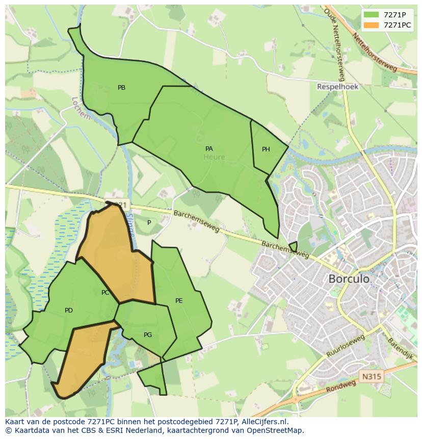 Afbeelding van het postcodegebied 7271 PC op de kaart.