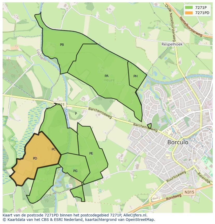 Afbeelding van het postcodegebied 7271 PD op de kaart.