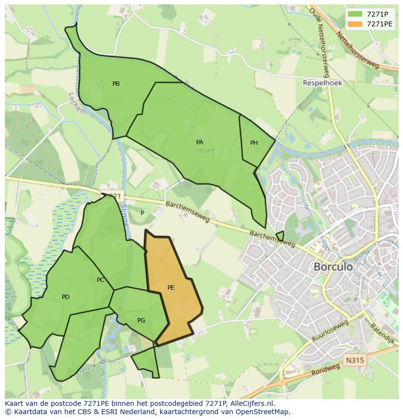 Afbeelding van het postcodegebied 7271 PE op de kaart.