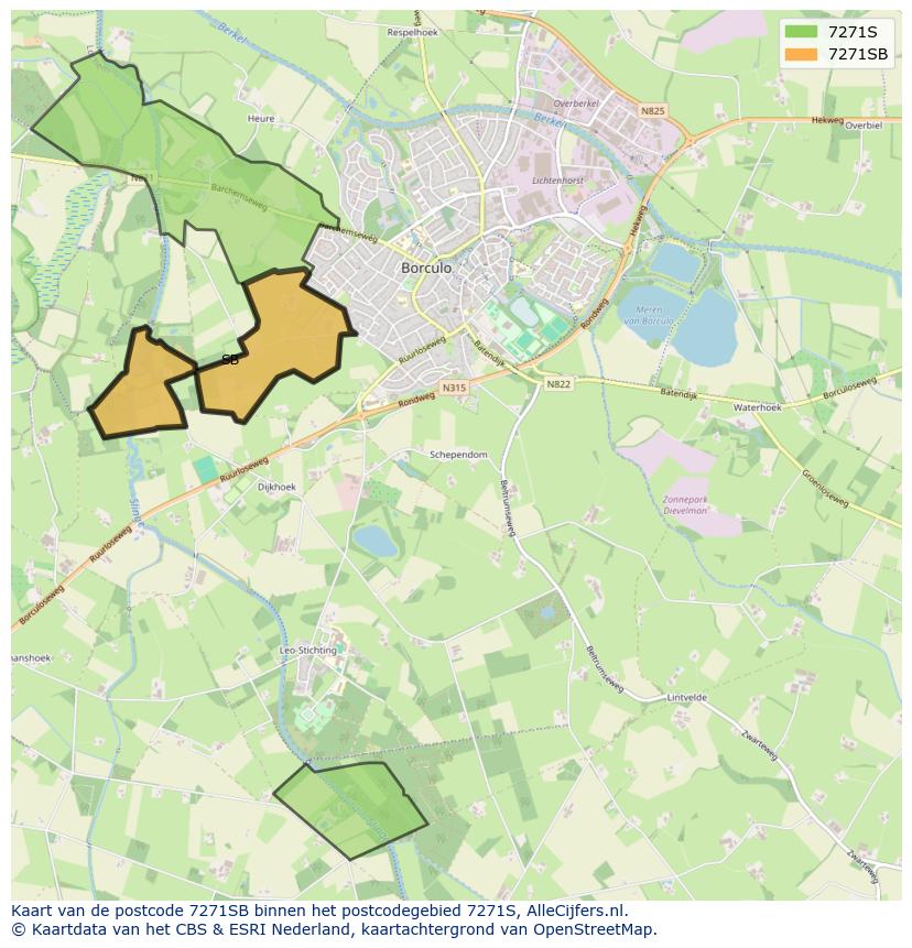 Afbeelding van het postcodegebied 7271 SB op de kaart.