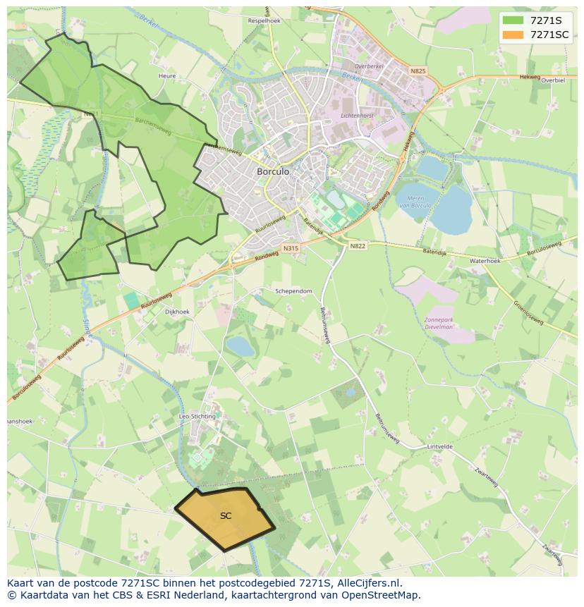 Afbeelding van het postcodegebied 7271 SC op de kaart.