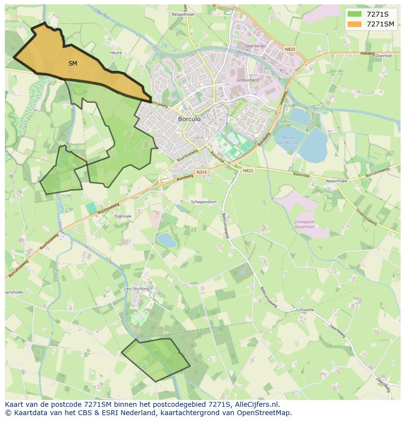 Afbeelding van het postcodegebied 7271 SM op de kaart.