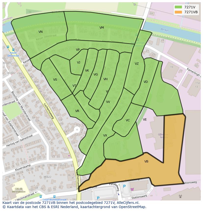 Afbeelding van het postcodegebied 7271 VB op de kaart.