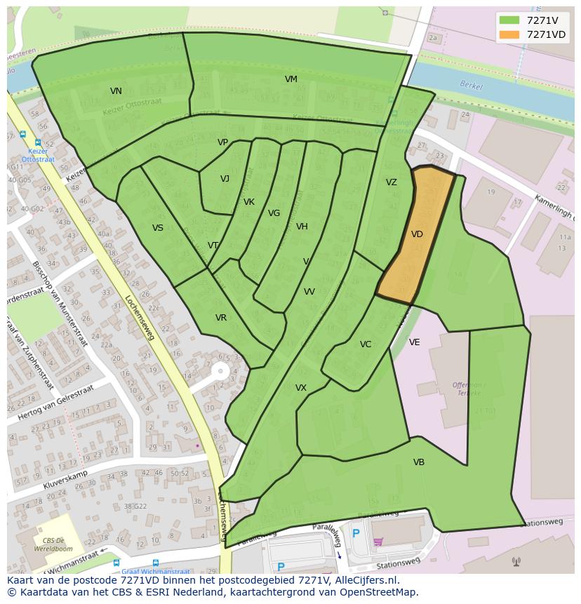 Afbeelding van het postcodegebied 7271 VD op de kaart.