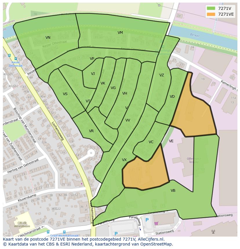 Afbeelding van het postcodegebied 7271 VE op de kaart.