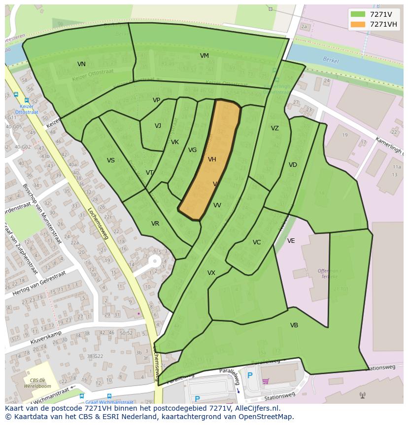 Afbeelding van het postcodegebied 7271 VH op de kaart.