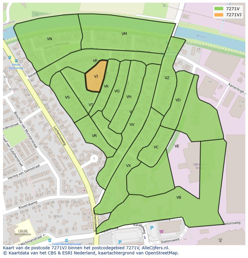 Afbeelding van het postcodegebied 7271 VJ op de kaart.
