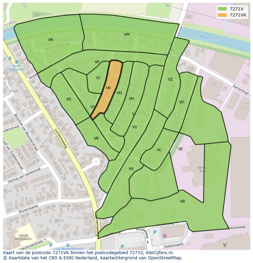 Afbeelding van het postcodegebied 7271 VK op de kaart.