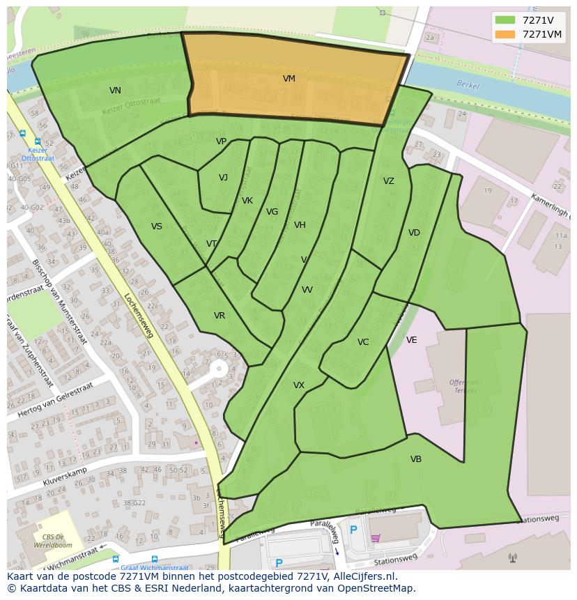 Afbeelding van het postcodegebied 7271 VM op de kaart.