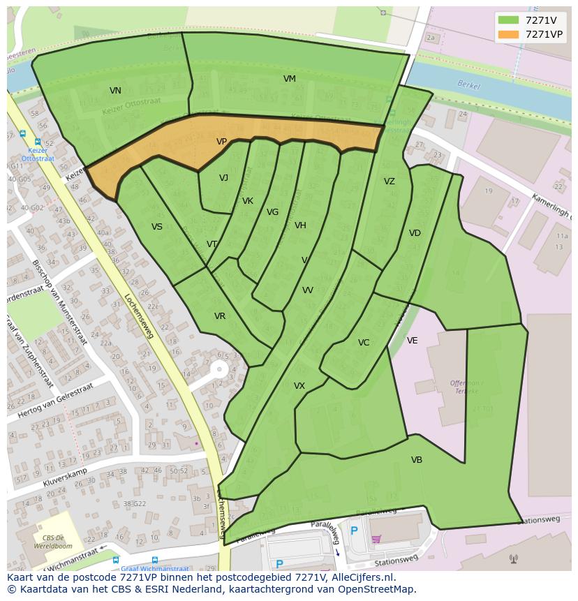 Afbeelding van het postcodegebied 7271 VP op de kaart.