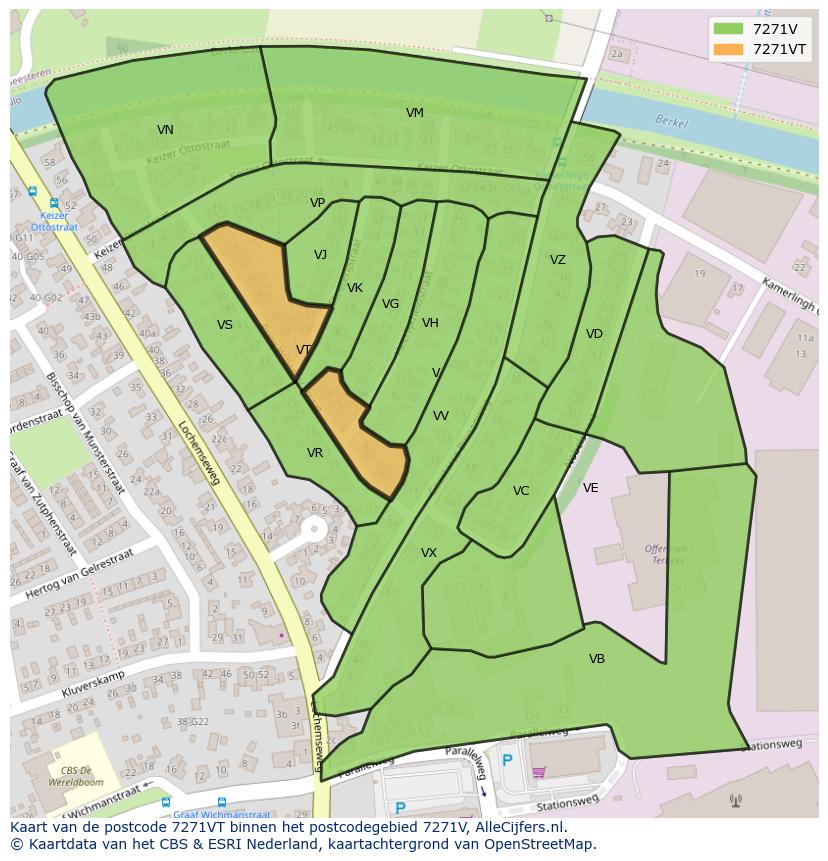 Afbeelding van het postcodegebied 7271 VT op de kaart.