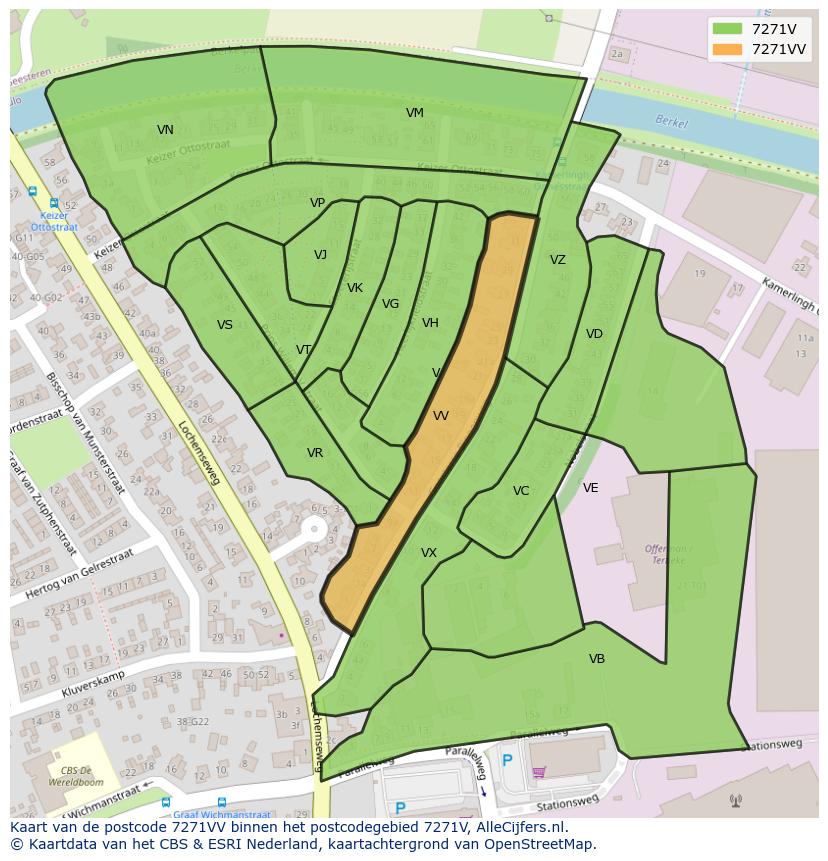 Afbeelding van het postcodegebied 7271 VV op de kaart.
