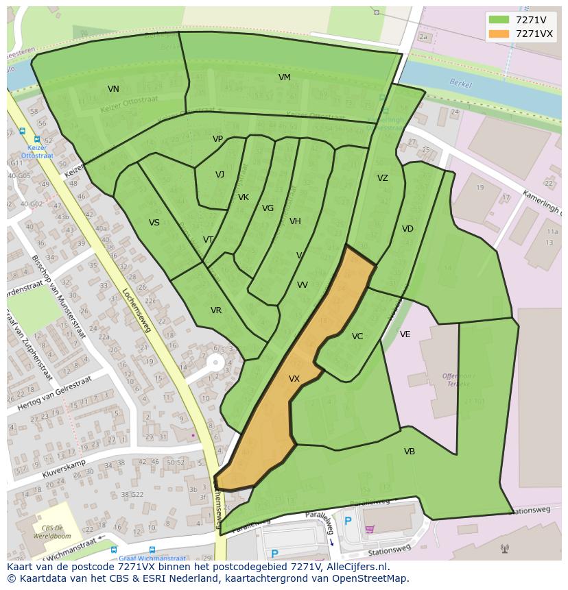 Afbeelding van het postcodegebied 7271 VX op de kaart.