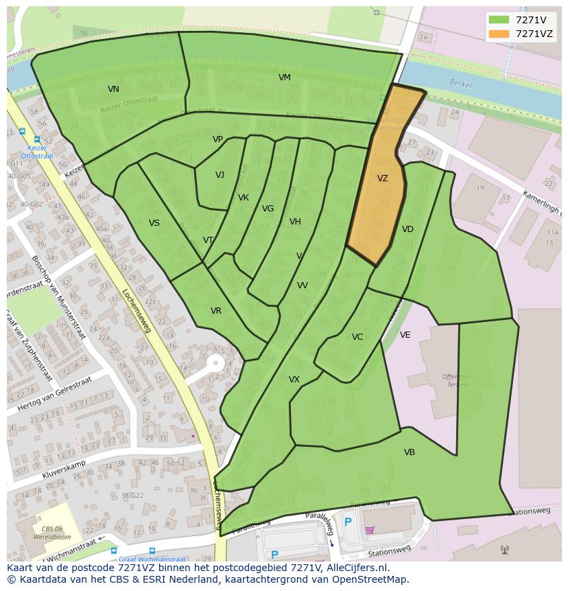 Afbeelding van het postcodegebied 7271 VZ op de kaart.