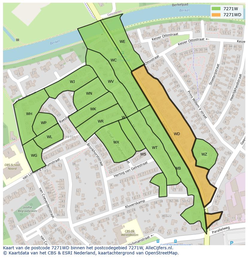 Afbeelding van het postcodegebied 7271 WD op de kaart.