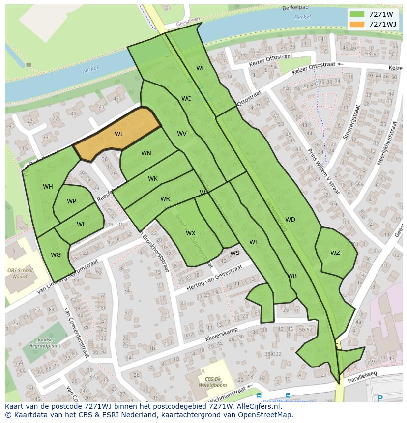 Afbeelding van het postcodegebied 7271 WJ op de kaart.