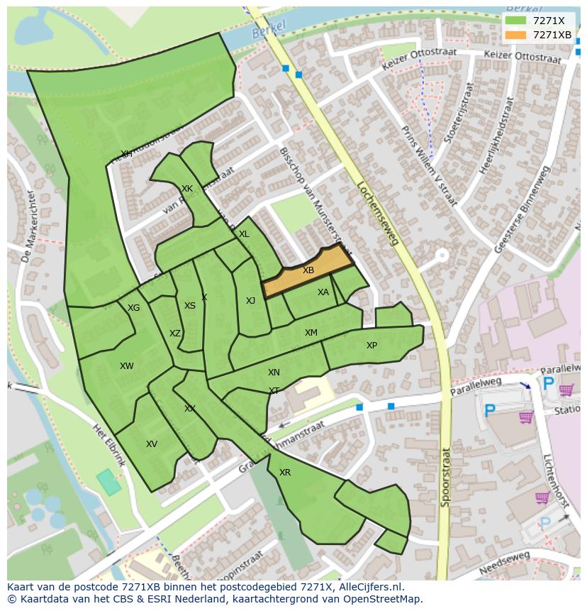 Afbeelding van het postcodegebied 7271 XB op de kaart.