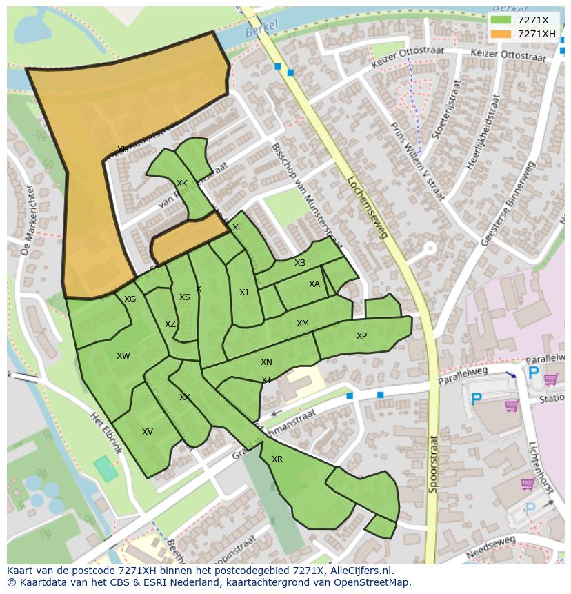 Afbeelding van het postcodegebied 7271 XH op de kaart.