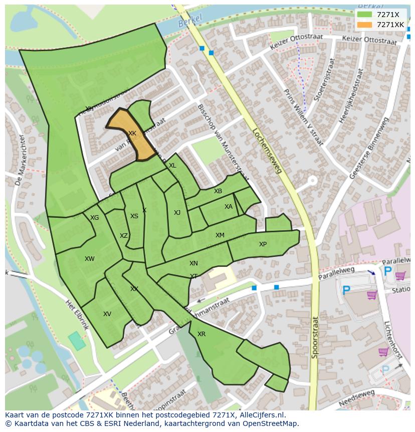 Afbeelding van het postcodegebied 7271 XK op de kaart.