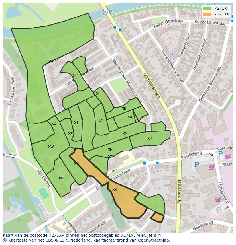 Afbeelding van het postcodegebied 7271 XR op de kaart.