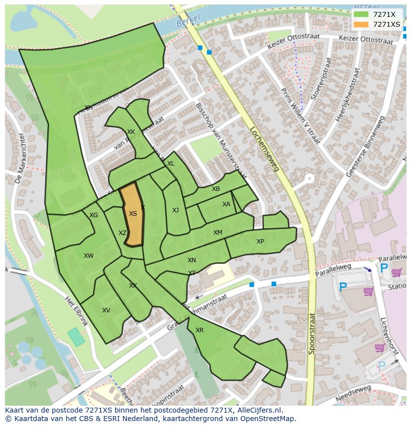 Afbeelding van het postcodegebied 7271 XS op de kaart.