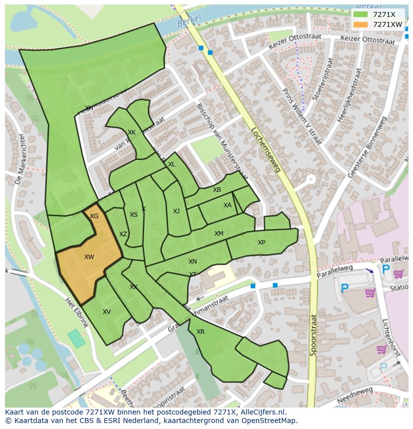 Afbeelding van het postcodegebied 7271 XW op de kaart.
