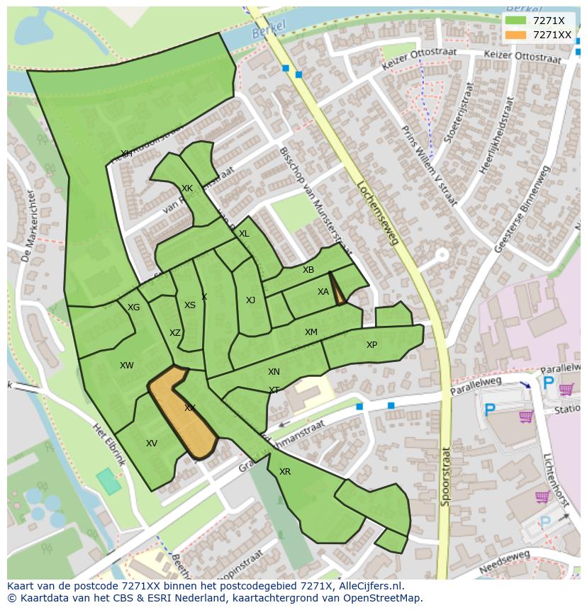 Afbeelding van het postcodegebied 7271 XX op de kaart.