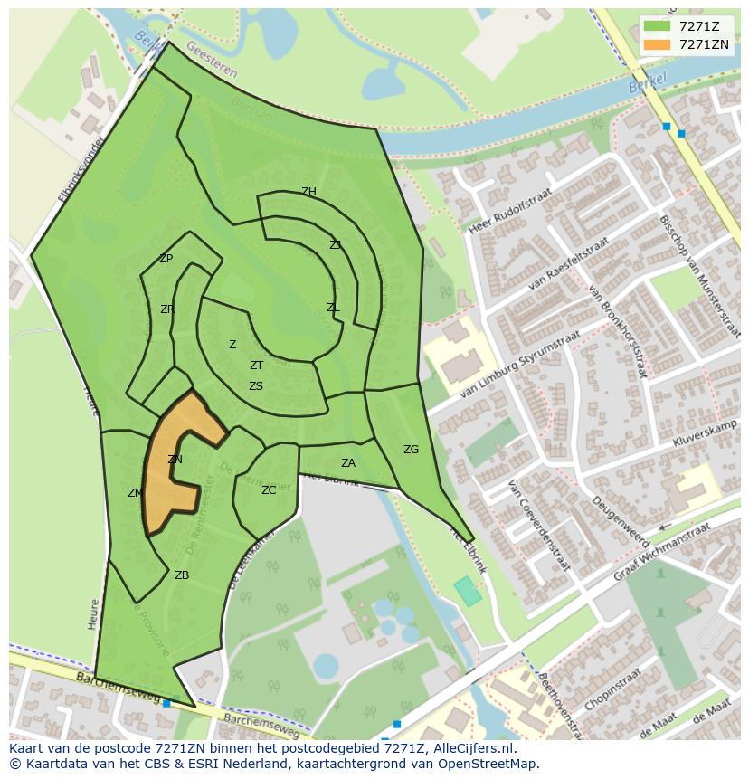 Afbeelding van het postcodegebied 7271 ZN op de kaart.